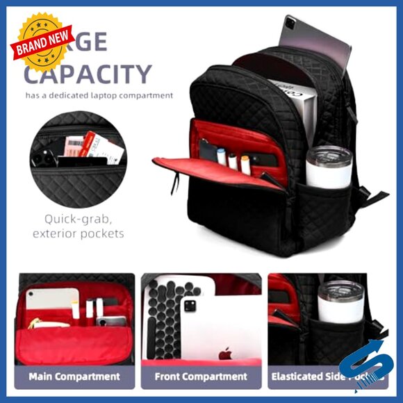 Quilted Casual Daypack Waterproof Laptop Backpack College Bookbag Chic - Picture 5 of 7